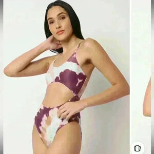 Missguided‎ Multi-Color Tie Dye High Leg Cut Out Swimsuit - Size 12 - NWT